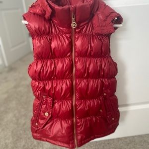Michael Kora Red Puffer Vest with Removable Hood